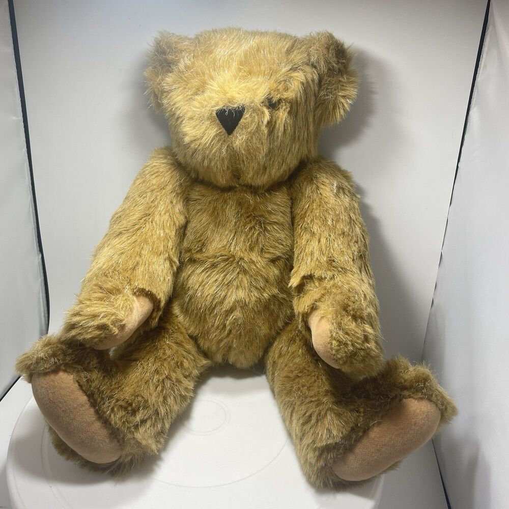 The Vermont Teddy Bear Company Brown Jointed 16” Plush Bear Movable Vtg